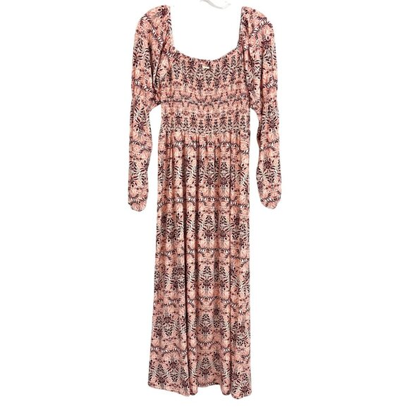 Cabana Life Brooklyn Puff Sleeve Maxi Dress in Pink Burgundy Square Neck - SMALL - Picture 3 of 11